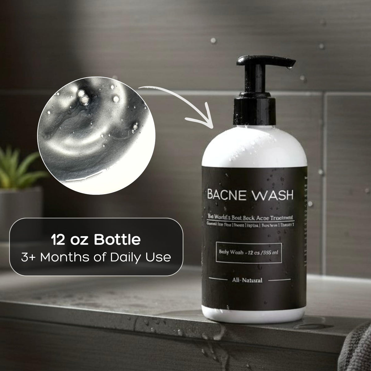 Bacne Bar bottle beside ruler showing product size and quantity benefit