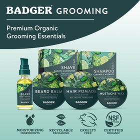 Hand applying Badger pomade demonstrating easy warm-and-distribute use