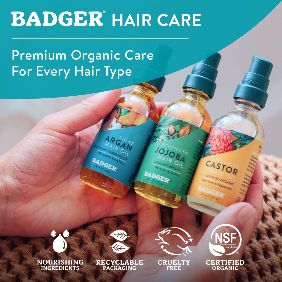 Argan and baobab ingredient display highlighting organic sourcing benefit