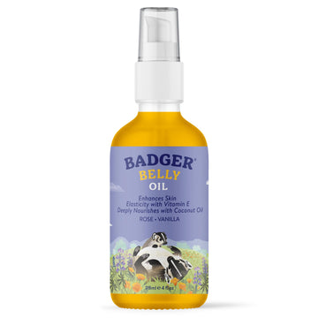 Badger front bottle view showing label and 4 oz size, highlighting clean design and trust