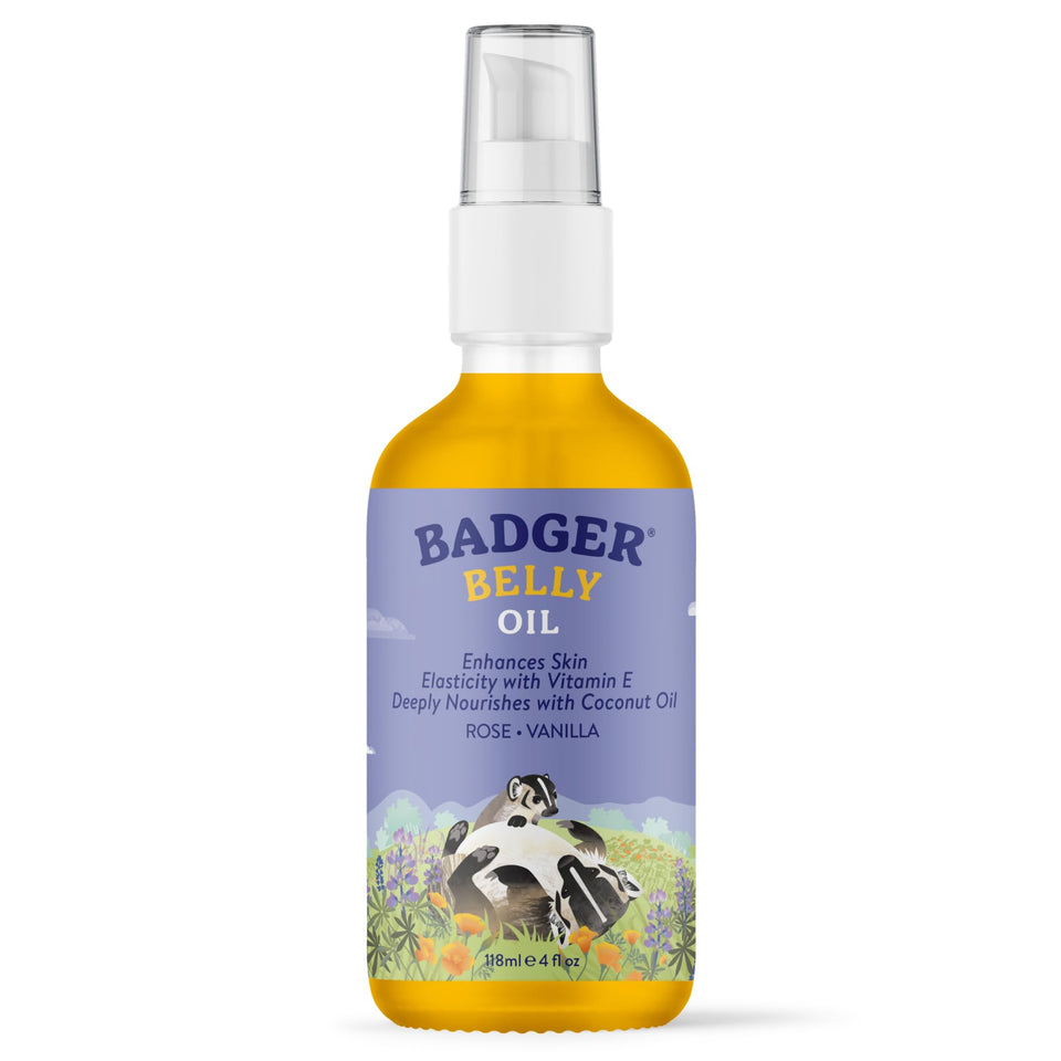 Badger front bottle view showing label and 4 oz size, highlighting clean design and trust