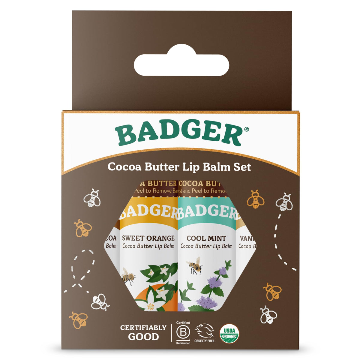 Badger close-up of balm texture highlighting creamy cocoa butter nourishment