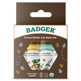 Badger close-up of balm texture highlighting creamy cocoa butter nourishment