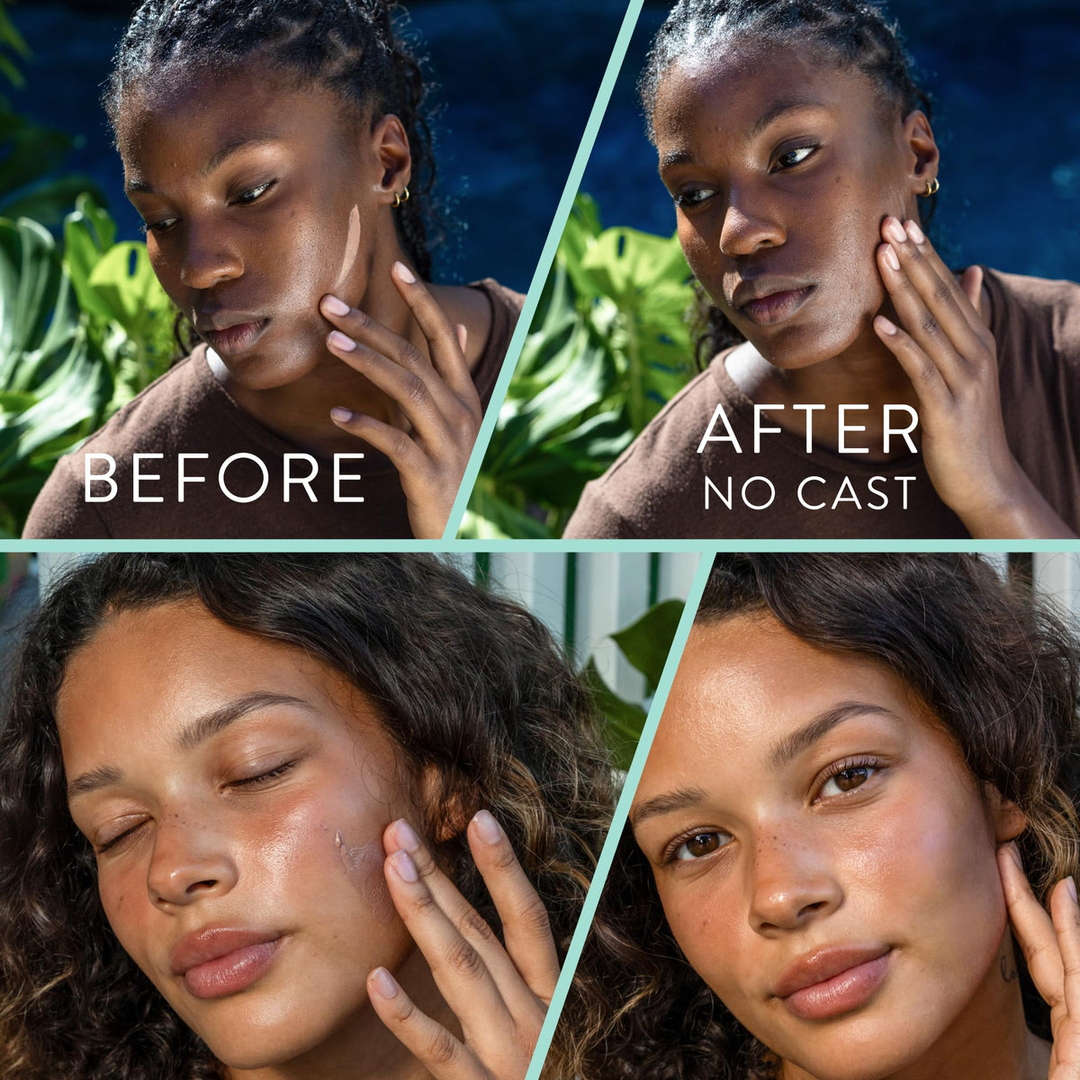 Badger face before and after comparison showing reduced white cast benefit