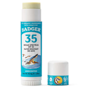Badger face stick front packaging showing label and SPF benefit