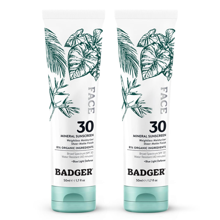 Badger front packaging showing SPF 30 and matte finish benefit