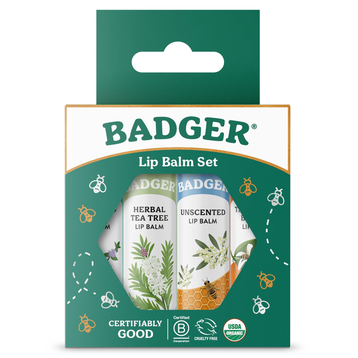 Badger four tubes arranged to show variety pack convenience and choice