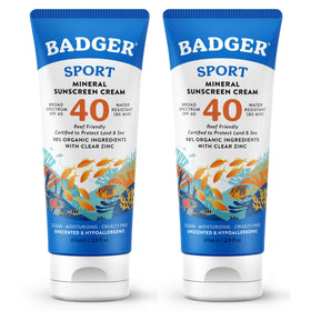 Badger front packaging SPF 40 showing clear reef-safe protection benefits