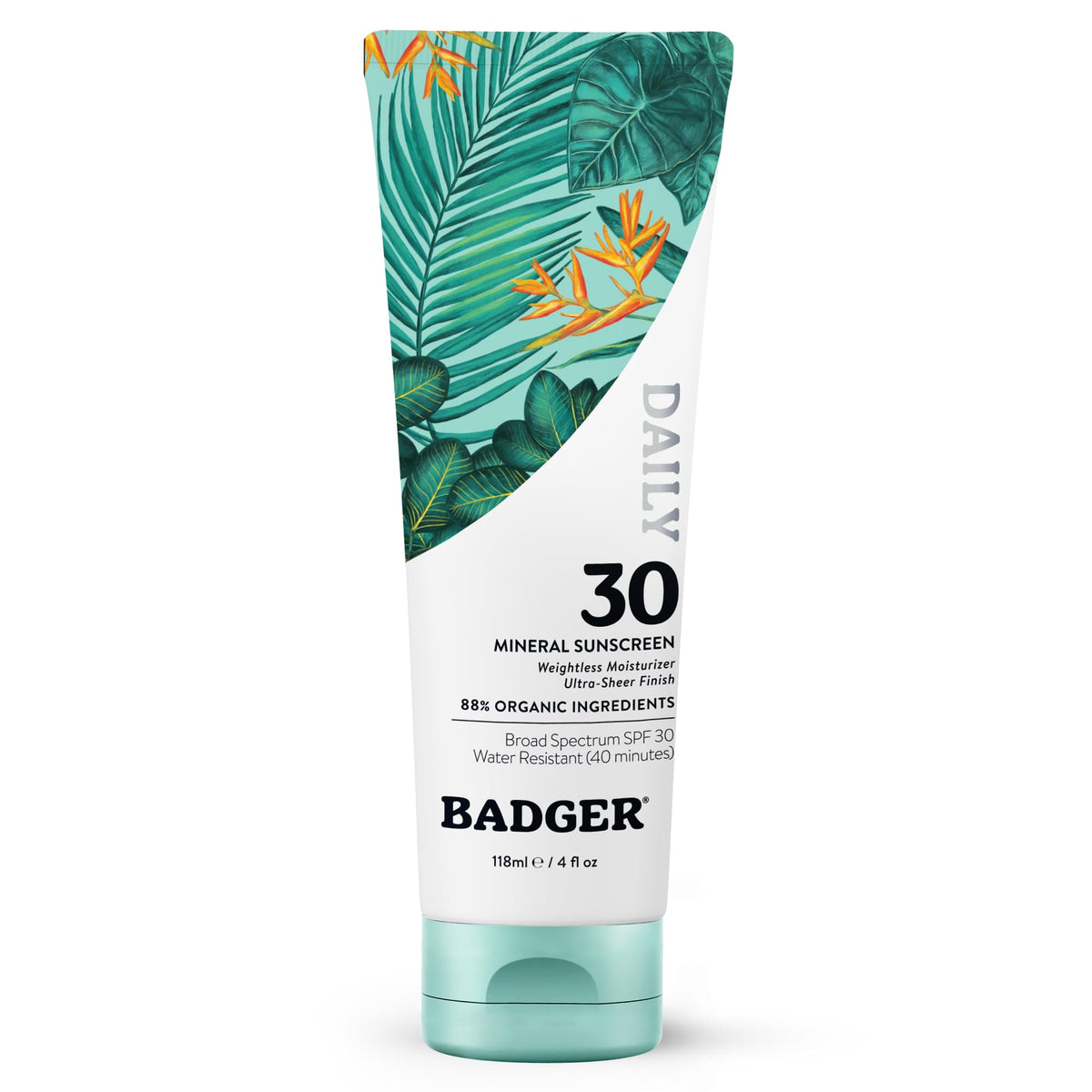 Badger front tube 4 fl oz showing label and easy-squeeze cap for convenience