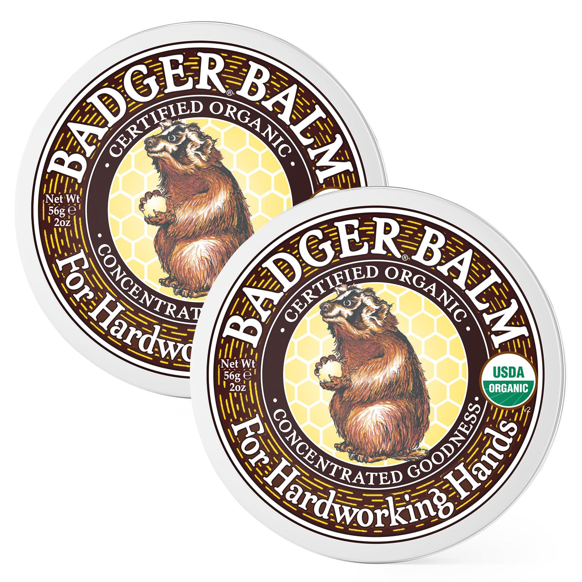 Badger front tin showing product packaging and durable recycled metal tin benefit