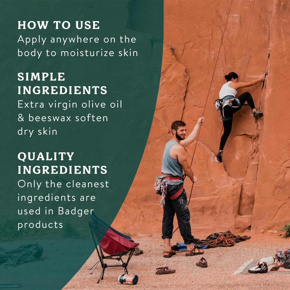 Badger label and simple ingredients list highlighting organic contents