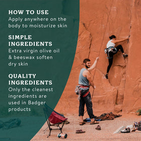 Badger label and simple ingredients list highlighting organic contents