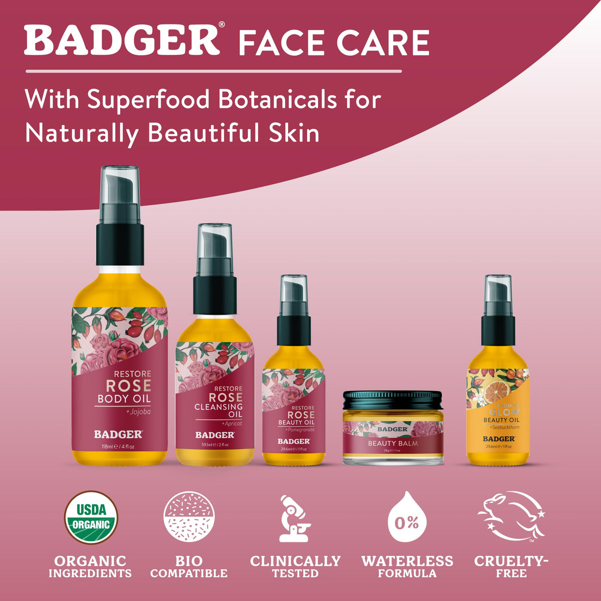 Badger rose oil drop close-up highlighting real Bulgarian rose scent and gentle aroma