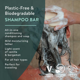 Badger shampoo bar texture close-up highlighting smooth solid surface and conditioning oils