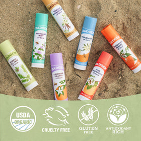 Badger lip balm in outdoor setting showing on-the-go protection