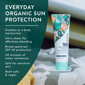 Badger texture close-up of zinc lotion highlighting lightweight absorption benefit