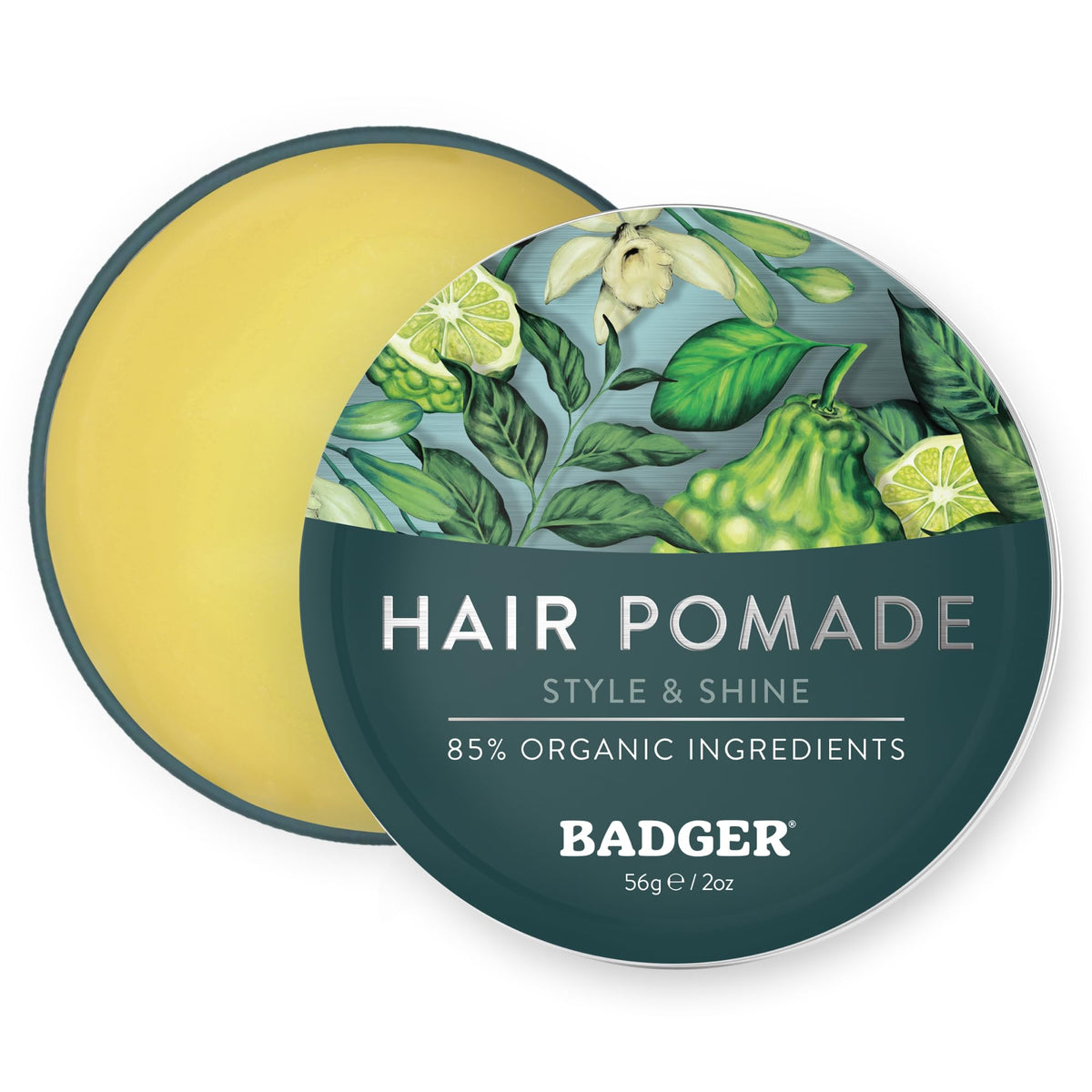 Badger tin front label showing product name and organic benefits
