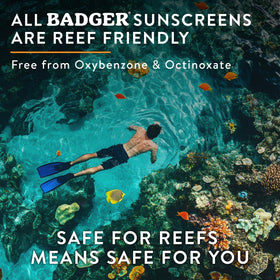 Badger tube label closeup showing organic ingredients and clear info benefit