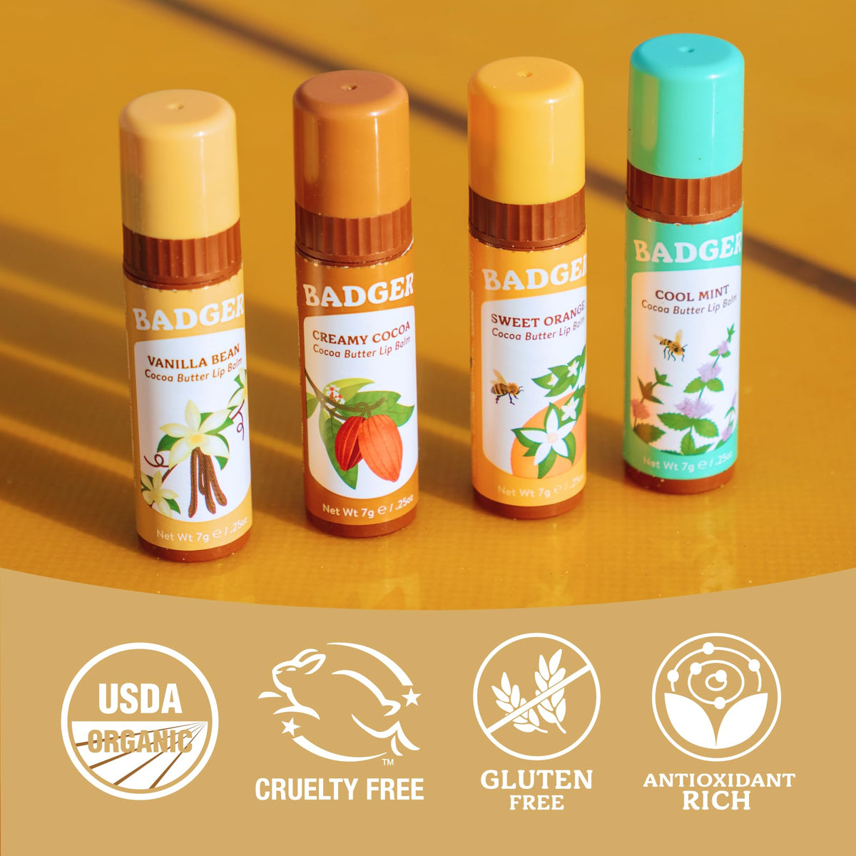 Badger label detail with ingredient and organic certification visible providing trust and transparency benefit