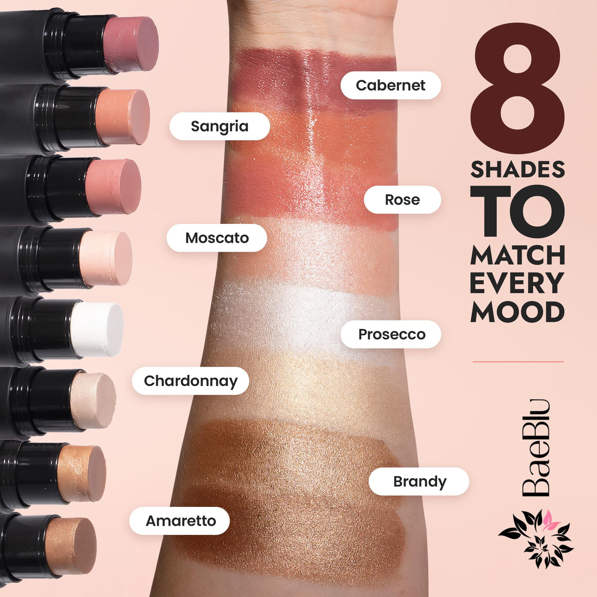 BaeBlu application on cheek demonstrating easy blend and hydrating glow