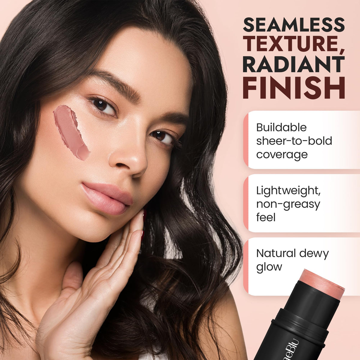 BaeBlu lip tint Rose detail showing subtle color payoff and moisturizing effect