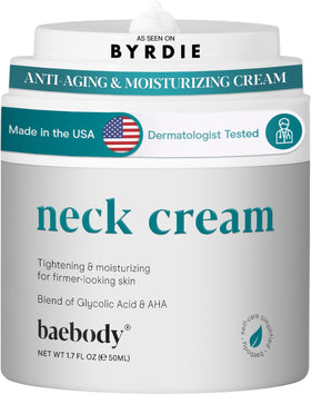 Baebody front packaging showing the neck cream and size benefit