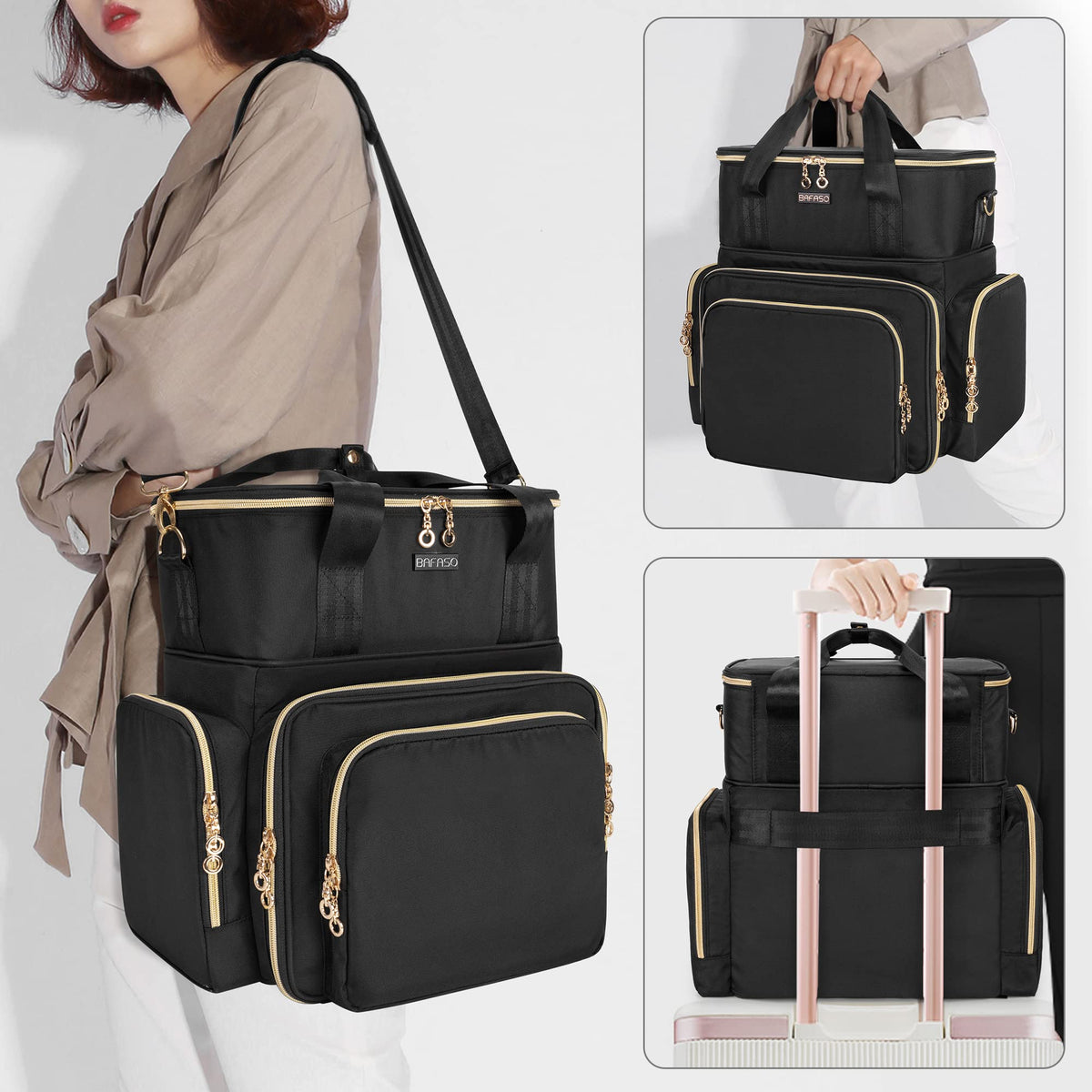 BAFASO attached to suitcase handle for hands-free travel convenience