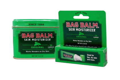 Bag Balm 8 oz tin showing brand and durable moisturizer for rough skin