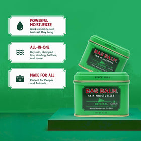 Applying Bag Balm to hands demonstrating quick skin protection and softness