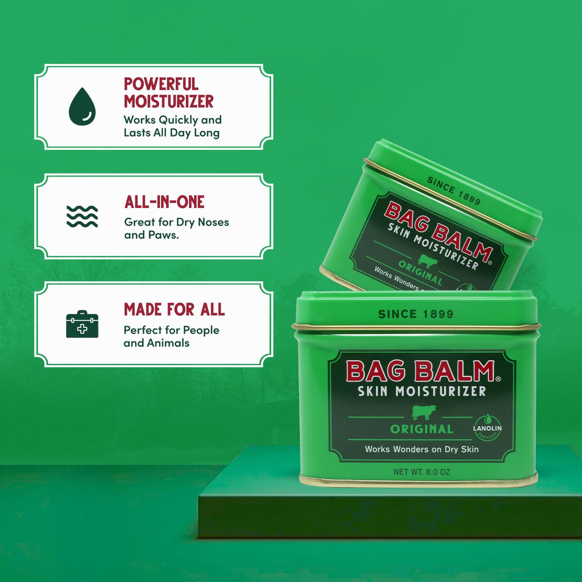 Bag Balm being applied to a dog paw demonstrating soothing relief