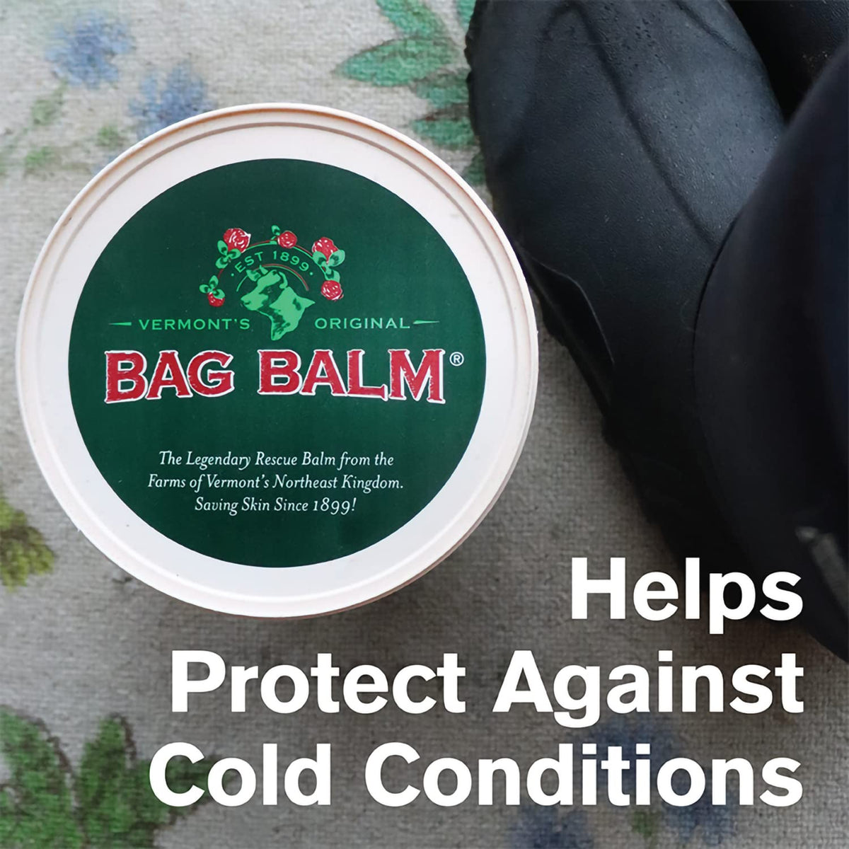 Hands being rubbed with Bag Balm showing fast moisturizing benefit
