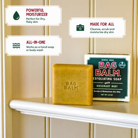 Bag Balm bar lathering in hand demonstrating gentle cleansing