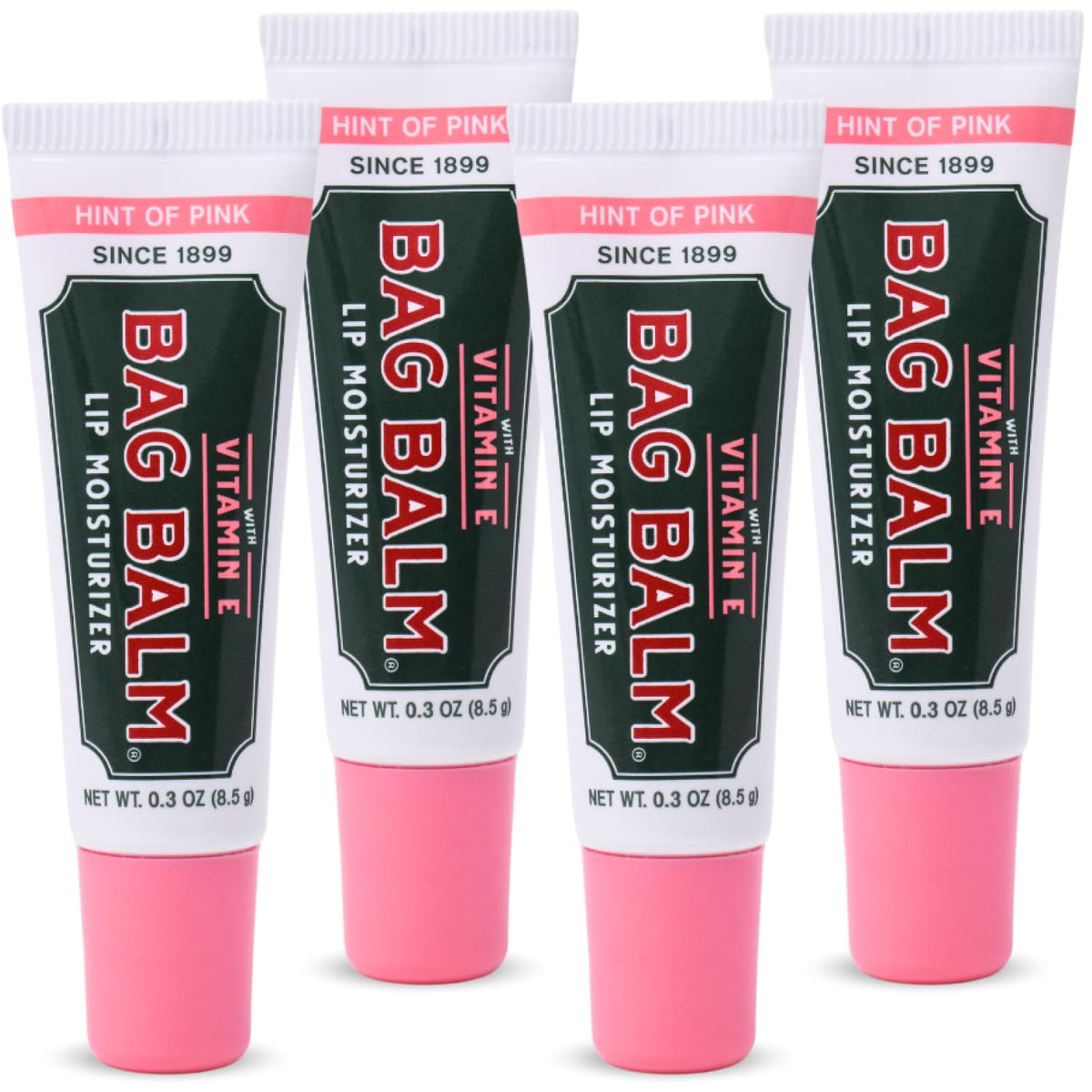 Bag Balm front packaging showing four tubes and brand for easy identification