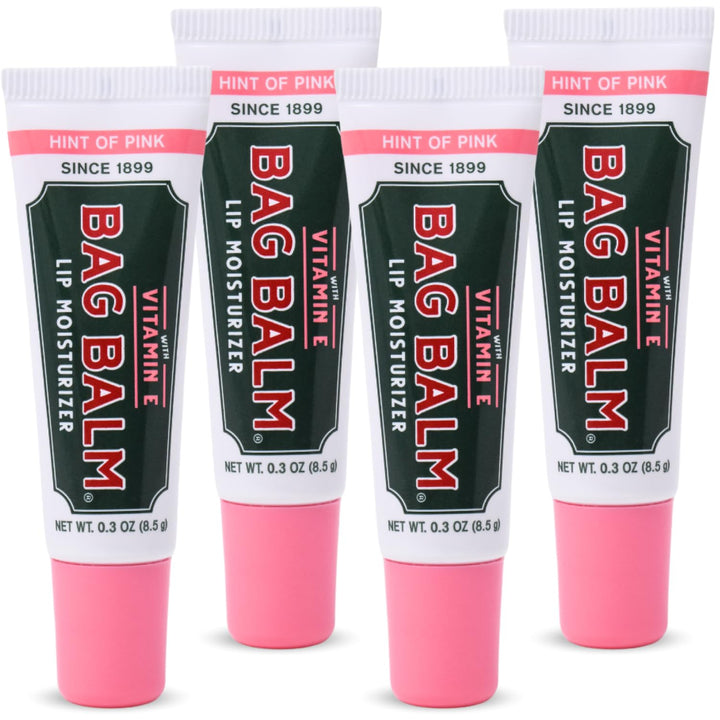 Bag Balm front packaging showing four tubes and brand for easy identification