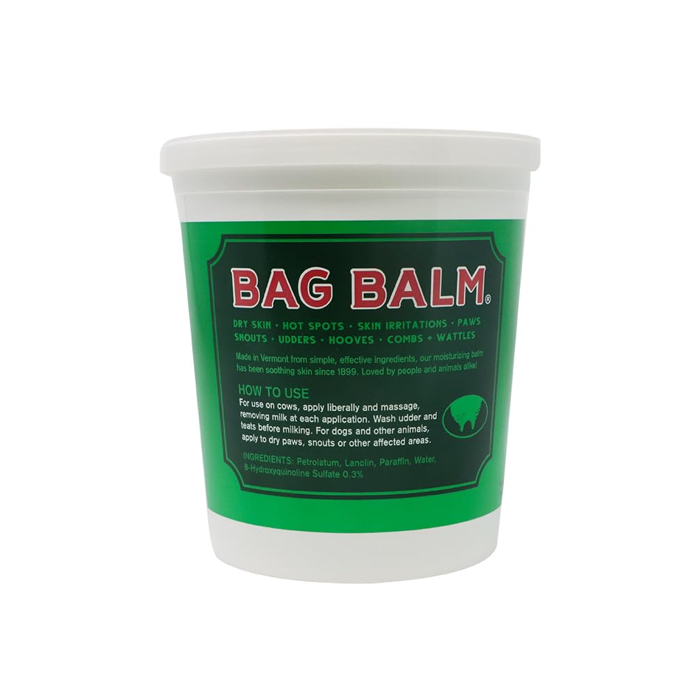 Bathroom jar of Bag Balm on counter showing household convenience