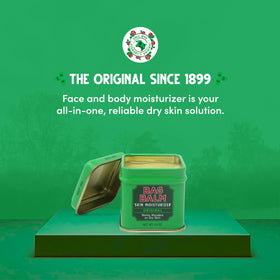 Bag Balm open tin texture close-up highlights rich lanolin-based balm