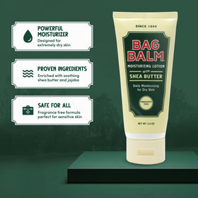 Bag Balm tube dispensing cream onto fingertip, controlled non-greasy application