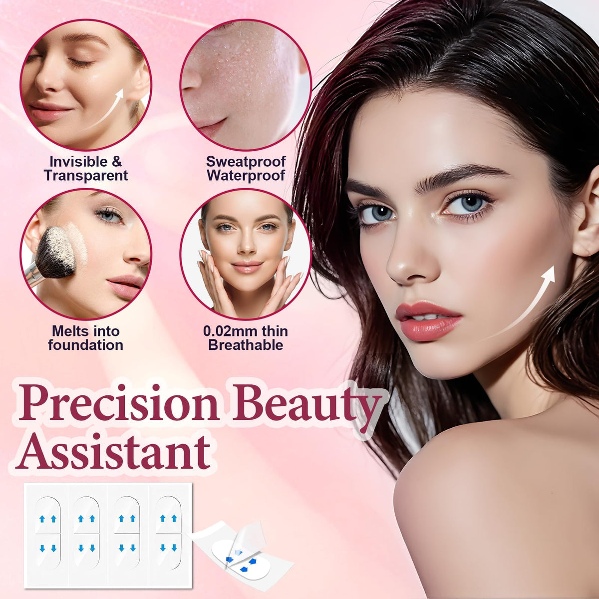 BAIGUOZH application step-by-step on jawline demonstrating quick lift