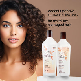 Bain de Terre argan and monoi oils staged to show nourishing shine benefit