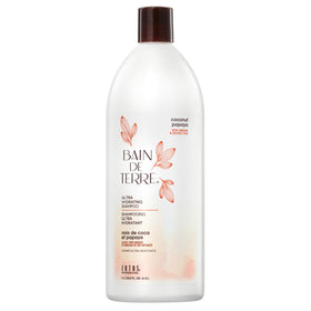 Bain de Terre front bottle showing coconut papaya label and size benefit