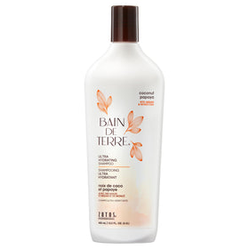 Bain de Terre bottle front view showing product and tropical scent benefits