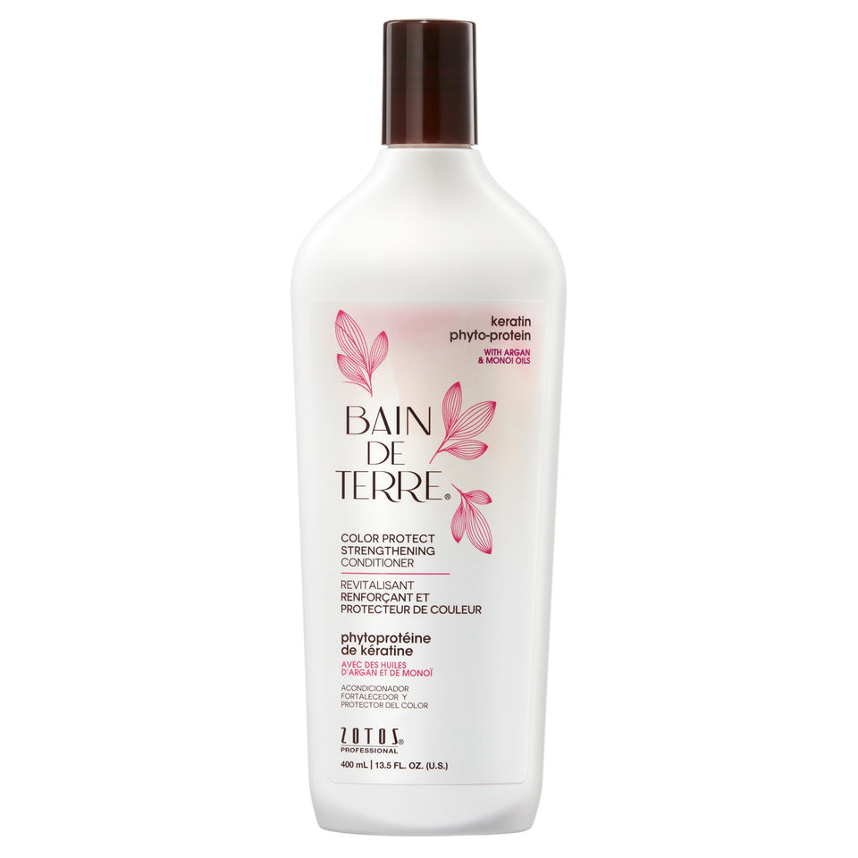 Bain de Terre front packaging showing 13.5 fl oz bottle and benefits