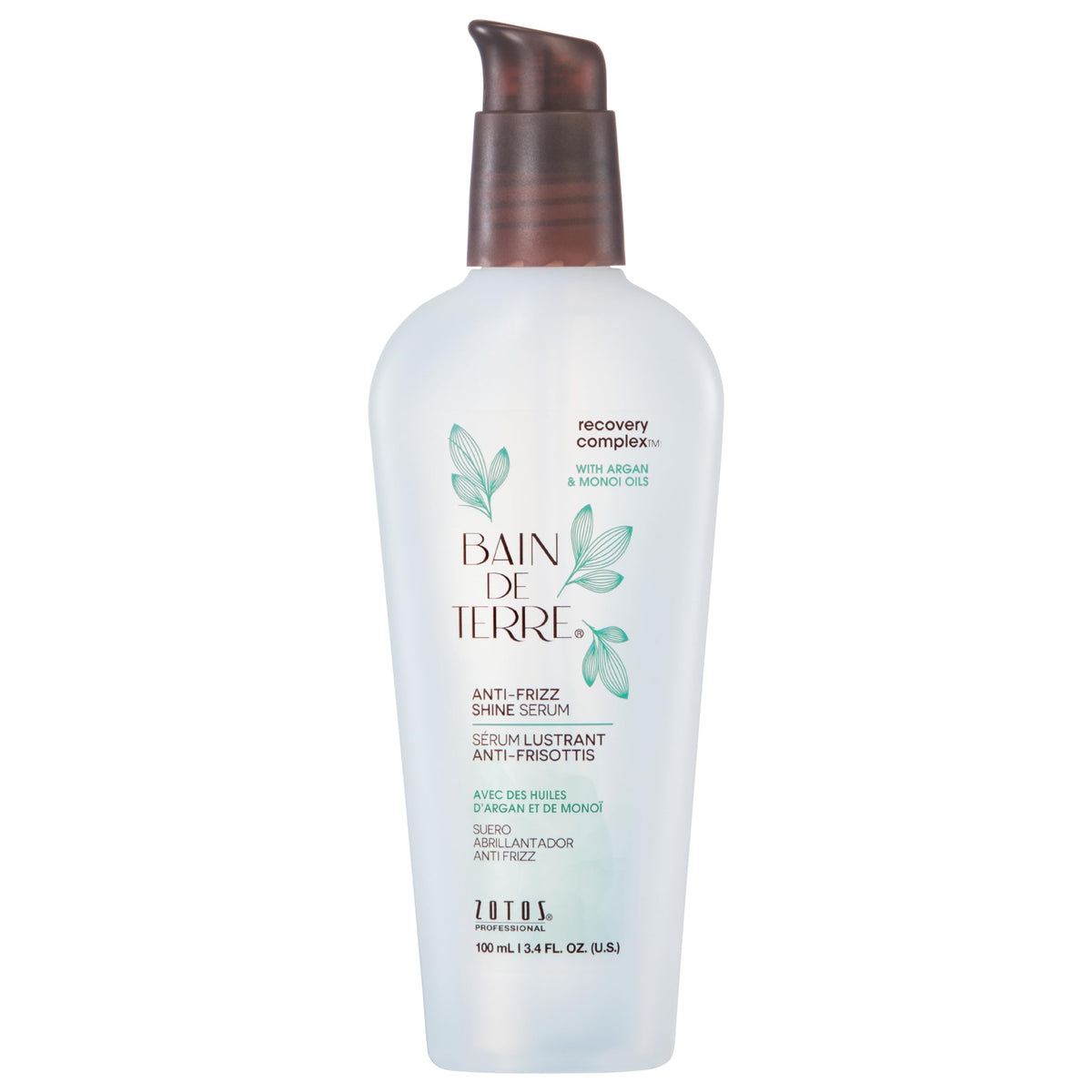 Bain de Terre front bottle view showing sleek packaging and shine benefits