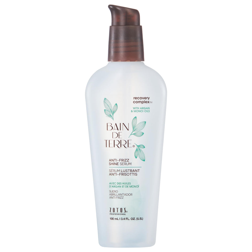 Bain de Terre front bottle view showing sleek packaging and shine benefits