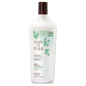 Bain de Terre front bottle showing green meadow conditioner for balanced moisture