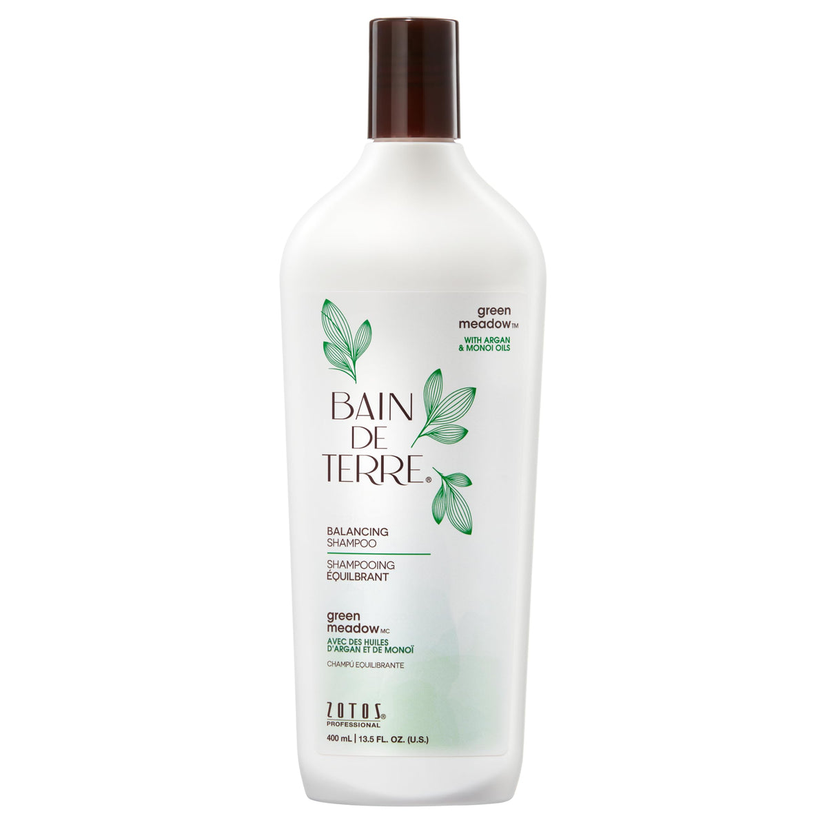 Bain de Terre bottle front view showing label and balanced formula benefits