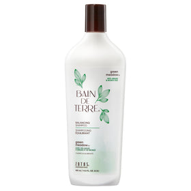 Bain de Terre bottle front view showing label and balanced formula benefits