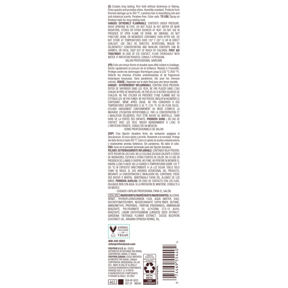 Bain de Terre label close-up showing paraben-free, color-safe features