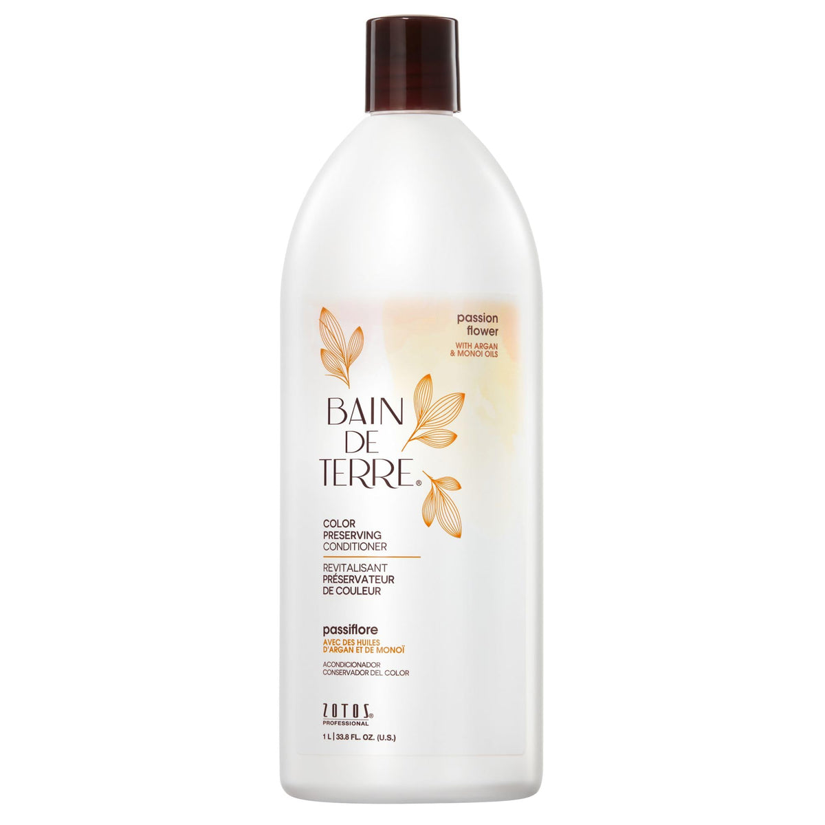 Bain de Terre front packaging showing 33.8 oz bottle and color-preserving promise