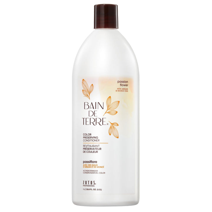 Bain de Terre front packaging showing 33.8 oz bottle and color-preserving promise